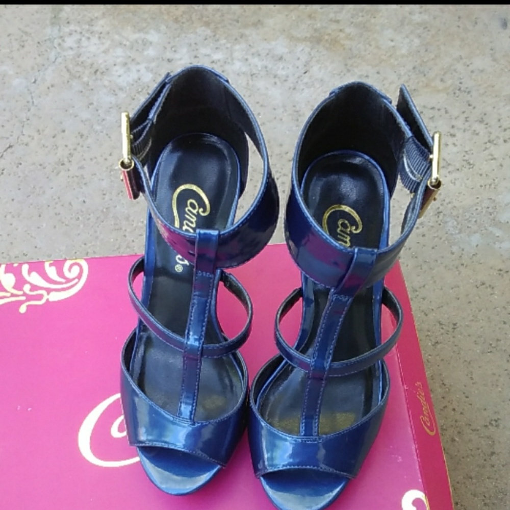 Candies electric blue platform stillheto heels